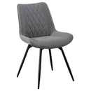 Vellux - 5 Piece Round Dining Table Set With Concrete Top Upholstered Chairs - Gunmetal