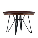 Mid Century Modern Round Dining Table with Metal Legs and Open Shelf by HouseOfZazla