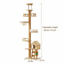 Floor to Ceiling Cat Tree with Adjustable Height and Condo Cave Bed by HouseOfZazla