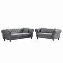 Chesterfield 3 And 2 Seater Upholstery Sofa With Roll Armrest & Nailhead Fabric Couch by HouseOfZazla