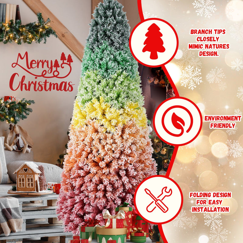 6ft Rainbow Gradient Flocked PVC Christmas Tree, photo 3 of 9