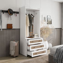 Wardrobe With 3 Drawers High Wardrobe Armoire With Rattan For Living Room Organizer - White by HouseOfZazla