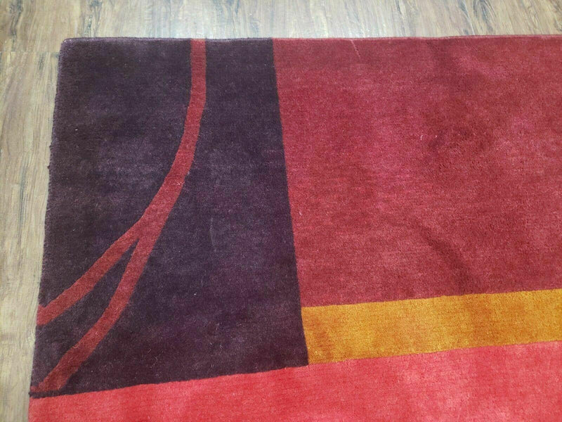 8' X 10' Tibetan Nepal Art Deco Hand Knotted Wool Rug Modern Contemporary Nice