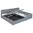 Upholstered Mother & Child Bed With Hydraulic Storage System, Drawer Box, Bedhead Storage Shelf And 2 Pairs Of Sockets & USB Ports