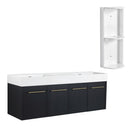 Modern Wall Mounted Bathroom Vanity With Resin Sink And Storage Rack by Unique Piece Furniture