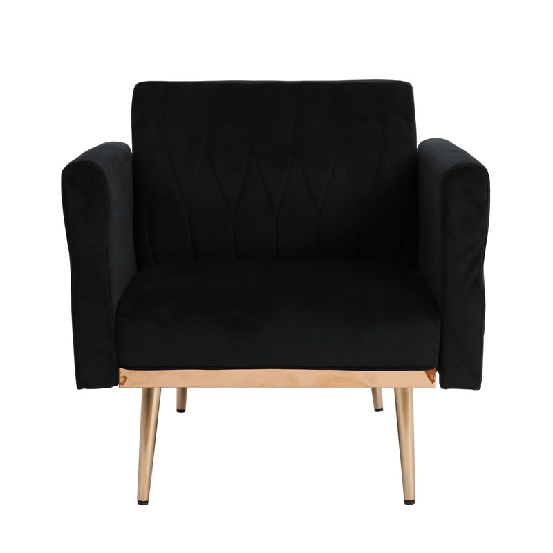 Accent Chair with Ottoman Set,Velvet Accent Chair with Gold Legs, Upholstered Single Sofa for Living Room Bedroom