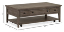 Paxton Place - Rectangular Cocktail Table With Casters - Dovetail Gray