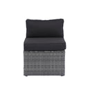 5 Pieces PE Rattan sectional Outdoor Furniture Cushioned U Sofa set with 2 Pillow Grey wicker + Black Cushion