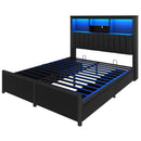 Bed Frame With High Storage Headboard, LED Light And Charging Station, 4 Storage Drawers by HouseOfZazla