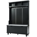 4-in-1 Entryway Bench with Coat Rack, Cushion and 4 Sturdy Hooks, 47.2" Wide Hall Tree with Storage Bench for Hallway, Entryway, Living Room