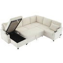 U-Shaped Sectional Sleeper Sofa With Ample Storage Space, 2 Cup Holders And Charging Ports For Living Room by HouseOfZazla
