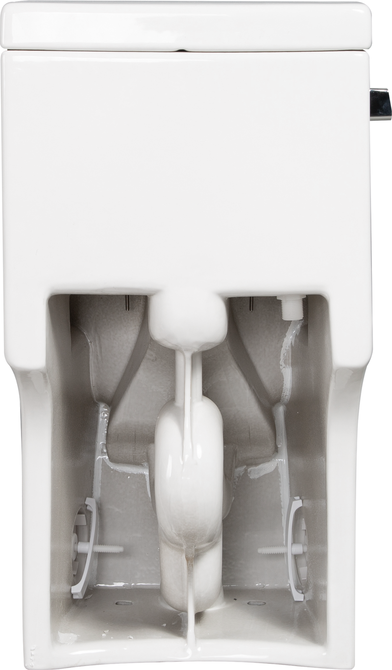 15 1/8 Inch 1.28 GPF 1-Piece Elongated Toilet with Soft-Close Seat - Gloss White 23T03-GW