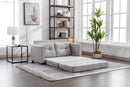 59.4" Loveseat Sofa with Pull-Out Bed Modern Upholstered Couch with Side Pocket for Living Room Office, Grey