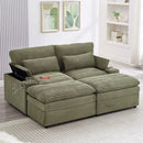 Convertible Loveseat Sofa With Storage, USB Ports, Cup Holders by HouseOfZazla