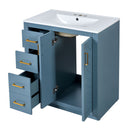 Ceramic Sink Combo, Freestanding Vanity Set With 3 Drawers & Soft Closing Doors by HouseOfZazla