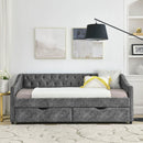 Upholstered Tufted Daybed With 2 Drawers, Waved Arms by Unique Piece Furniture