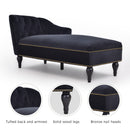 Velvet Chaise Lounge, Button Tufted Right Arm Facing Lounge Chair With Nailhead Trim For Living Room - Black by HouseOfZazla