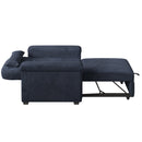 3 in 1 Convertible Sleeper Chair Sofa Bed Pull Out Couch Adjustable Chair with Pillow, Adjust Backrest into a Sofa, Lounger Chair, Single Bed or Living Room or Apartment, Dark Blue