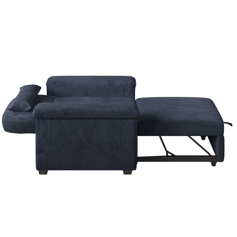 3 in 1 Convertible Sleeper Chair Sofa Bed Pull Out Couch Adjustable Chair with Pillow, Adjust Backrest into a Sofa, Lounger Chair, Single Bed or Living Room or Apartment, Dark Blue