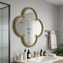 Quatrefoil Mirror with Large Beaded Metal Frame