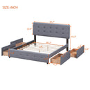 Upholstered Platform Bed With Classic Headboard And Drawers, No Box Spring Needed by HouseOfZazla