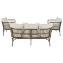 4-Piece Rattan Outdoor Patio Conversation Set with Seating Set for 5 and Coffee Table for Porch, Backyard and Garden (Brown Grey)