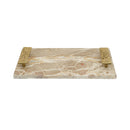 17.7x9.7x2" Marble Tray with Gold Handles