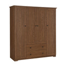 4 Door Wardrobe Armoire Closet with 2 Drawers, Brown