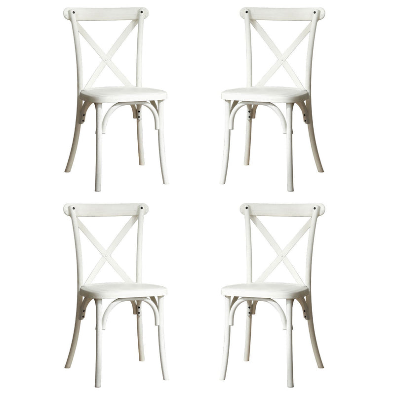 4-Pack Resin X-Back Chair, Mid Century Chair Modern Farmhouse Cross Back Chair for Kitchen, Lime Wash