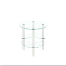 Transparent Oval Glass Coffee Table, Modern Table In Living Room Oak Wood Leg Tea Table 3-Layer Glass Table