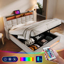 Upholstered Platform Bed With A Hydraulic Storage System, LED And USB Charging (Without Mattress) by Unique Piece Furniture