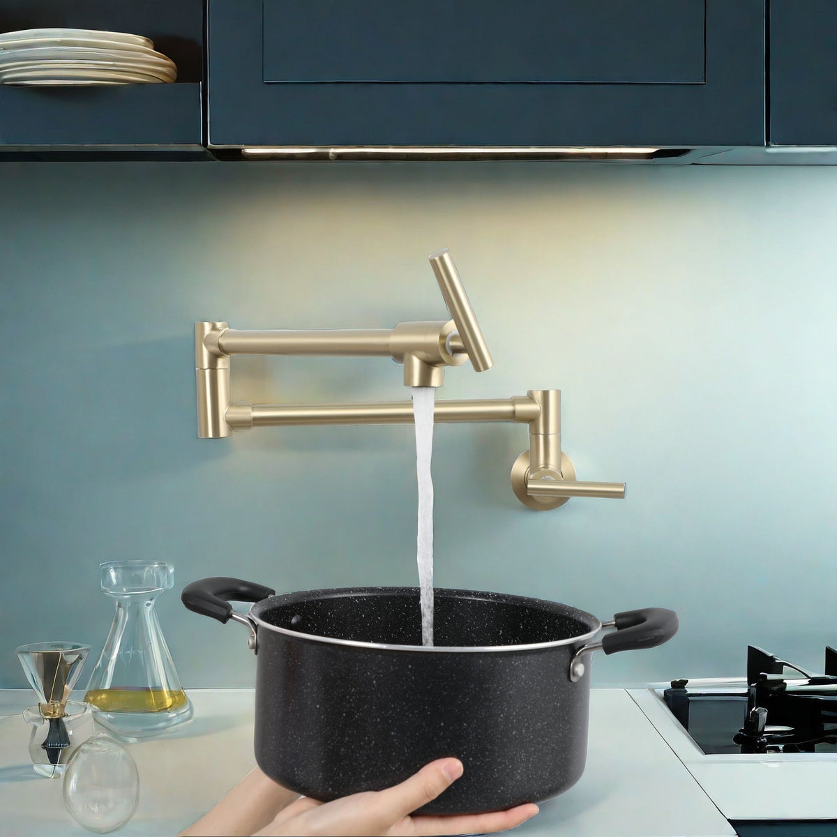 Modern Design Wall Mount Pot Filler Faucet Folding Stretchable, photo 6 of 13