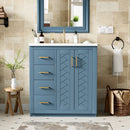 Ceramic Sink Combo, Freestanding Vanity Set With 3 Drawers & Soft Closing Doors by Unique Piece Furniture