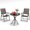 3-Piece Outdoor Patio Furniture Set with Foldable Chairs & Tempered Glass Table by HouseOfZazla