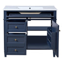 Bathroom Vanity With Top Sink, Modern Bathroom Storage Cabinet, 2 Drawers And A Tip-Out Drawer, Single Sink Bathroom Vanity - Blue by HouseOfZazla