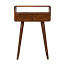 Solid Wood Mini Console Table, 2 Drawers, 1 Open Slot