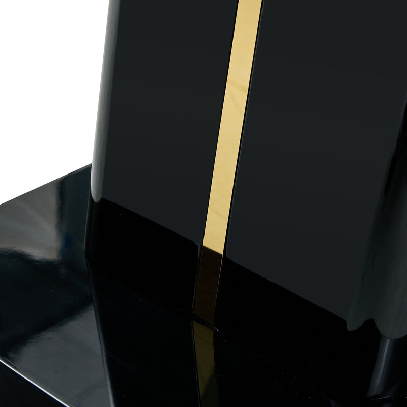 A modern, minimalist, and luxurious table. A black imitation marble tabletop with MDF U-shaped legs. Dining table, computer table. For restaurants and living rooms 63" x 35.4"x 30" F-U