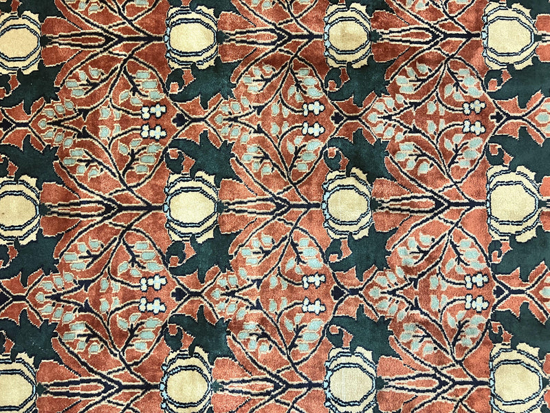 Indo Persian Bidjar Rug 8x10, Red and Black, Handmade Vintage Wool Carpet