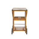 Outdoor Bar Cart With Foldable Tabletop & Removable Trays - Teak by HouseOfZazla