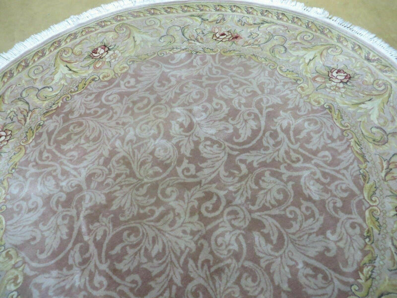 6' X 6' Round Handmade Fine Chinese Floral Oriental Silk Wool Rug Carpet Nice
