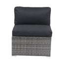 7-Piece Patio Furniture Set w/Retractable Canopy Wicker Rattan Sectional Sofa Set Patio Furniture with Washable Cushions for Lawn, Garden, Backyard, Poolside Grey wicker + Black Cushion