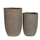 Round Concrete Planter Set of 2, Large Indoor & Outdoor Planter Pots by HouseOfZazla