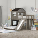 Loft Bunk Bed With Playhouse, Farmhouse, Ladder, Slide And Guardrails by Unique Piece Furniture