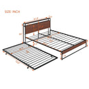 Platform Bed Frame With Trundle, USB Ports And Slat Support, No Box Spring Needed by Unique Piece Furniture