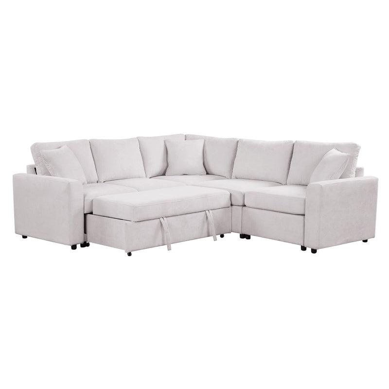 4-Seat L-shaped Modular Sofa with Thick Backrest and Seat Cushions, Suitable for Living Rooms, Offices