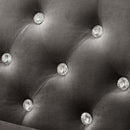 59.4 Inch Wide Grey Velvet Sofa with Jeweled buttons, Square Arm, 2 Pillow