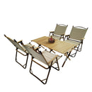 5 Pieces Dining Set, Multi-Function Foldable And Portable, 1 Dining Table & 4 Folding Chairs, Indoor And Outdoor Universal - Natural by HouseOfZazla