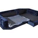 Modern Corduroy Blue Corner sofa Sleeper Sofa Couch With Comfy Deep Seat& 6 Pillows