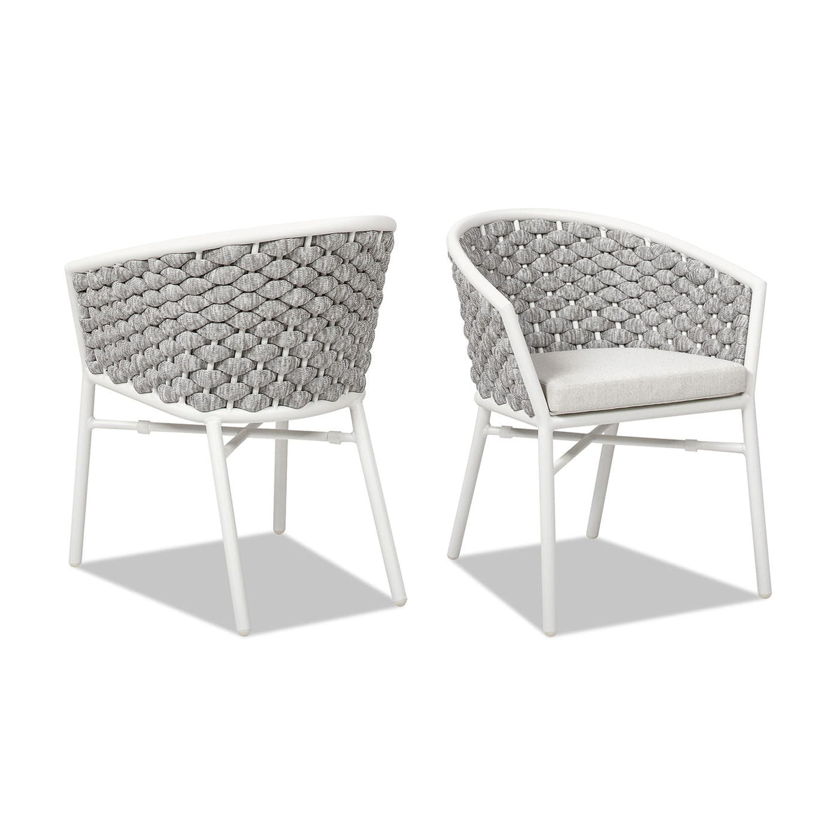 Rowan - Rope Barrel Back Patio Dining Chairs (Set of 2) - Optic White, photo 2 of 7