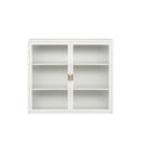 27.56"Glass Doors Modern Two-door Wall Cabinet with Featuring Three-tier Storage for Entryway Living Room Bathroom Dining Room,White